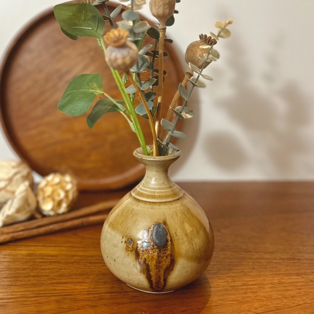 •EUC• Vintage Studio Pottery Onion Vase/Stem Vase/Bud Vase